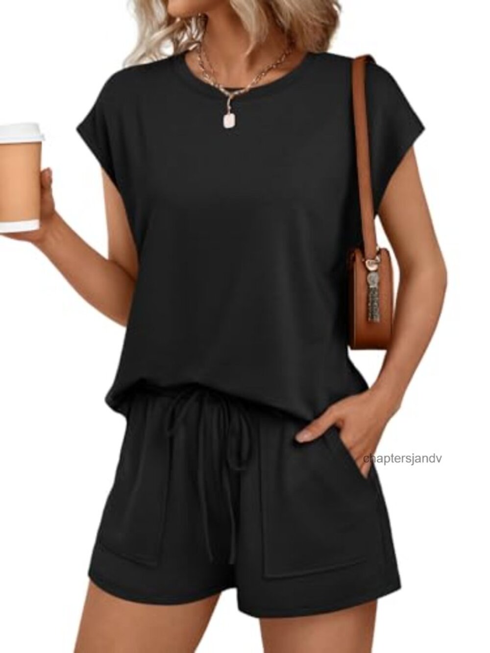 2 Piece Summer Lounge Short Set with Pockets Soft Lightweight Loungewear